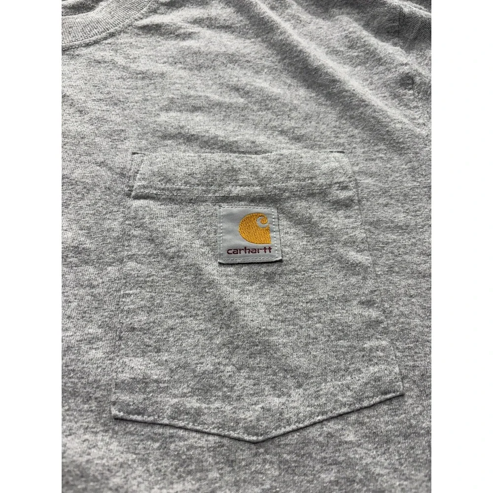 Carhartt Shirt Mens Medium Gray Cropped Pocket T-Shirt Short Sleeve Tagless